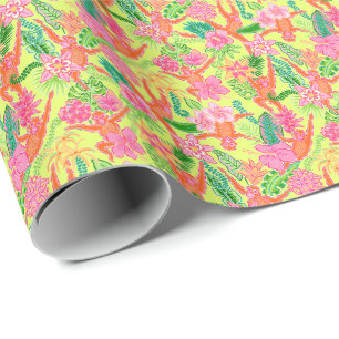 Preppy Palm Beach Print Niedlich Orangutans Geschenkpapier