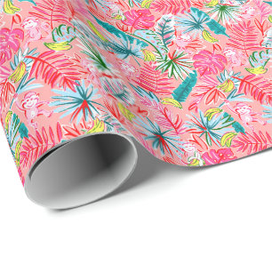 Preppy Palm Beach Print Palm Tree Affen Geschenkpapier