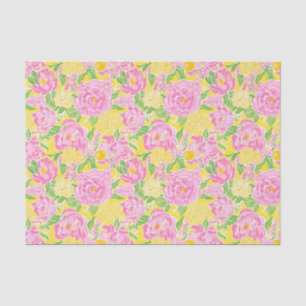 Preppy Palm Beach Print Pink and Yellow Flowers Seidenpapier