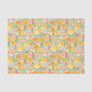 Preppy Palm Beach Print Pink and Yellow Flowers Seidenpapier
