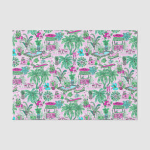 Preppy Palm Beach Print Pink & Green Animal Vacay Seidenpapier