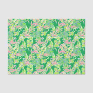 Preppy Palm Beach Print Pink & Green Flamingos Seidenpapier