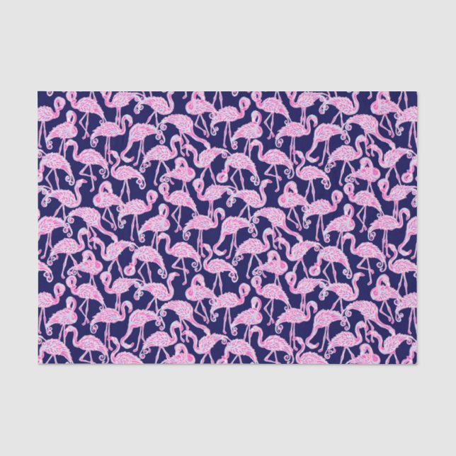 Preppy Palm Beach Print Pink & Navy Flamingos Seidenpapier (Vorderseite)