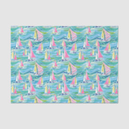 Preppy Palm Beach Print Pink Sailboote Seidenpapier