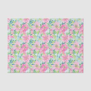 Preppy Palm Beach Print Pink und Green Blume Seidenpapier