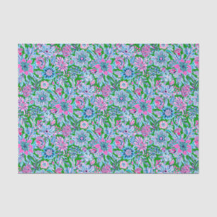 Preppy Palm Beach Print Pink und Green Blume Seidenpapier