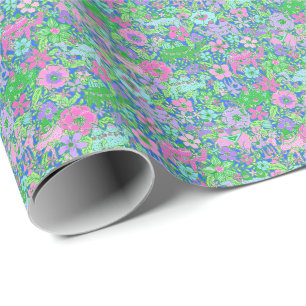 Preppy Palm Beach Print Pink und Green Camels Geschenkpapier