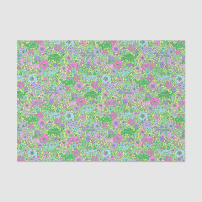 Preppy Palm Beach Print Pink und Green Camels Seidenpapier (Vorderseite)