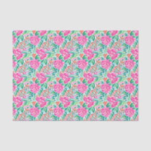 Preppy Palm Beach Print Pink und Green Tigers Seidenpapier