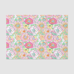 Preppy Palm Beach Print Pink & Yellow Flops Seidenpapier