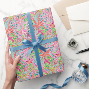 Preppy Palm Beach Starfish Muster Geschenkpapier