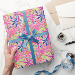 Preppy Palm Beach Tropical Blume Muster Geschenkpapier