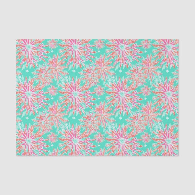 Preppy Palm Beach Tropical Blume Muster Seidenpapier (Vorderseite)