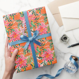Preppy Palm Beach Tropical Orangen Muster Geschenkpapier
