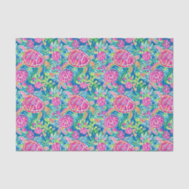 Preppy Palm Beach Tropical Turtles Pattern Seidenpapier