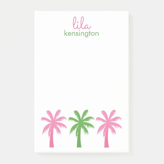 Preppy Palm Trees Personalisiert Post-it Notepad Klebezettel (Vorderseite)