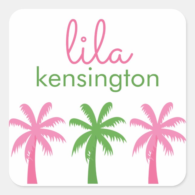 Preppy Palm Trees Personalisiert Stickers (Vorderseite)