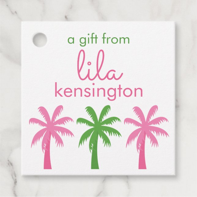 Preppy Palm Trees Personalisierte Geschenke oder L Geschenkanhänger (Vorderseite)