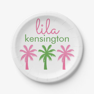 Preppy Palm Trees Personalisierte Party Teller