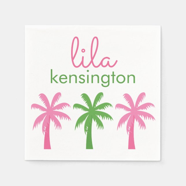 Preppy Palm Trees Personalisiertes Party Napkins Serviette (Vorderseite)