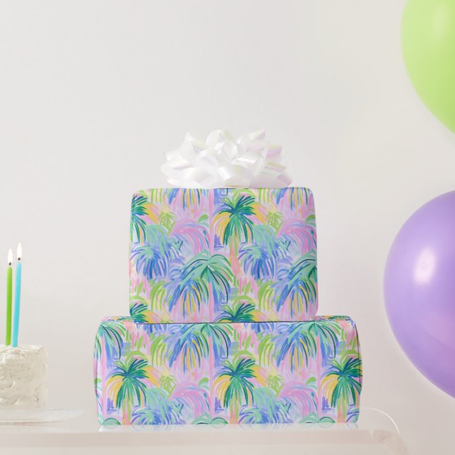 Preppy Palm Trees Wrapping Paper Geschenkpapier (Partygeschenke)