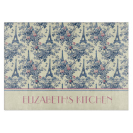 Preppy Paris Toile Pink und Blue Monogram Schneidebrett
