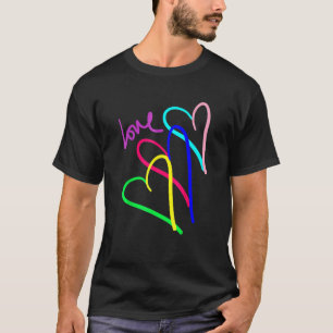 Preppy Pastel Kidcore Hearts Rainbow Liebe Valenti T-Shirt
