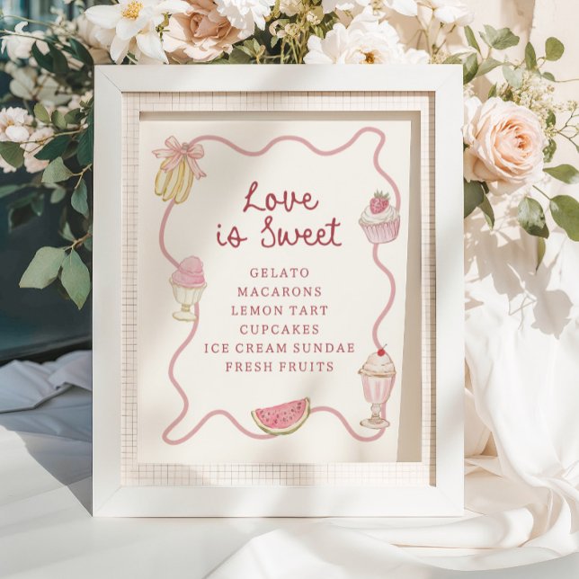 Preppy Pastel Pink Streifen Nachtisch Bar Poster (Von Creator hochgeladen)