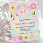 Preppy Pastel Pink Y2K Happy Face Party Geburtstag Einladung<br><div class="desc">Mit dieser neuen,  pinkfarbenen und hübschen Einladung zum Geburtstag der Happy-Fans.</div>