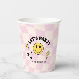 Preppy Pastel Pink Y2K Retro Birthday Paper Plate Pappbecher