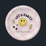 Preppy Pastel Pink Y2K Retro Birthday Paper Plate Pappteller<br><div class="desc"></div>