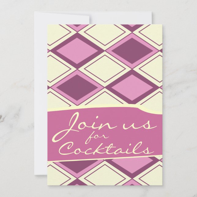 Preppy Pastell Pink Raute Retro Modernes Muster Einladung (Vorderseite)