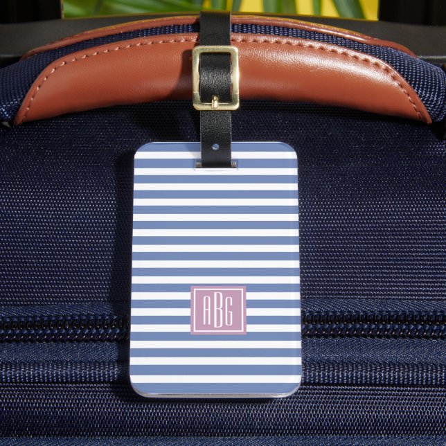 Preppy Pastell Triple Monogram Gepäckmarke Gepäckanhänger (Vorderseite Insitu 2)