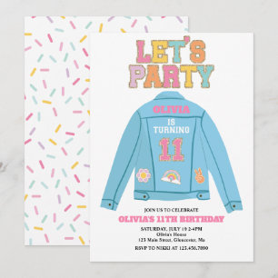 Preppy Patch Jeansjacke 11. Geburtstag Einladung