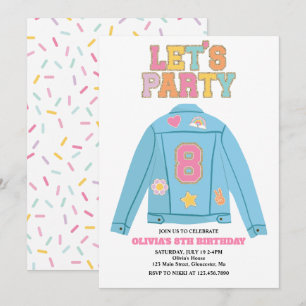 Preppy Patch Jeansjacke 8. Geburtstag Einladung