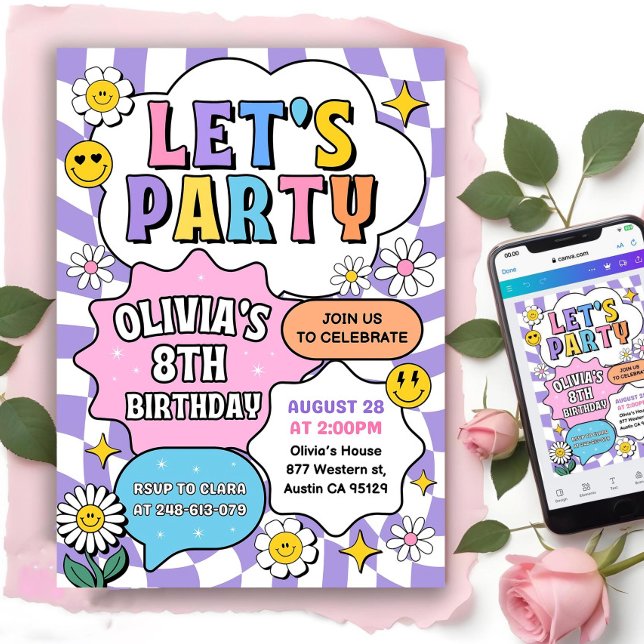 Preppy Patch Letter Einladung, Girl Birthday Invi Einladung (Von Creator hochgeladen)