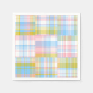 Preppy Patchwork Look Madras Pastel Serviette