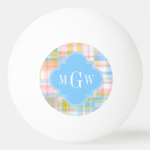 Preppy Patchwork Madras Pastel Quatrefolie Initial Tischtennisball