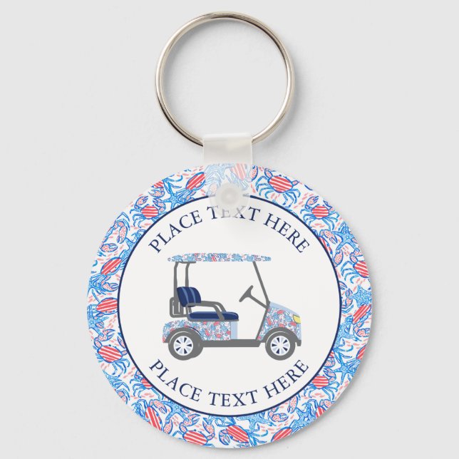 Preppy Patriotic Crabs Golf Cart Schlüsselanhänger (Vorderseite)