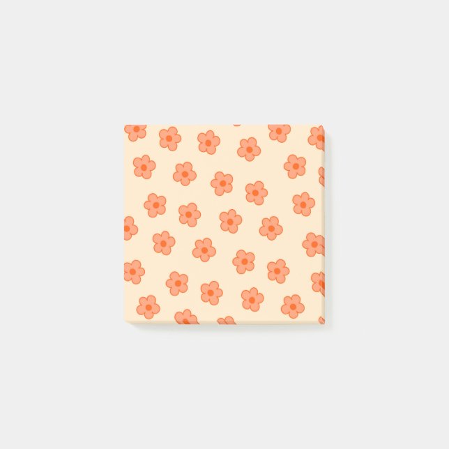 Preppy Peach Orange Hippie Blume Post-it Klebezettel (Vorderseite)