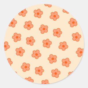 Preppy Peach Orange Hippie Blume Runder Aufkleber