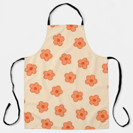 Preppy Peach Orange Hippie Blume Schürze