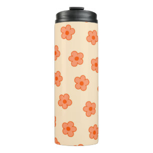 Preppy Peach Orange Hippie Blume Thermosbecher
