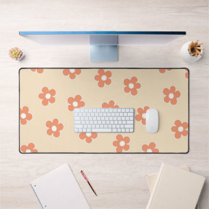 Preppy Peach White Hippie Blume Muster Schreibtischunterlage