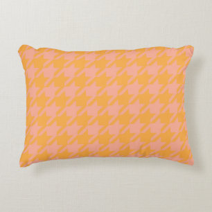Preppy Pepita Hahnentrittmuster Pastell Pink Peach Dekokissen