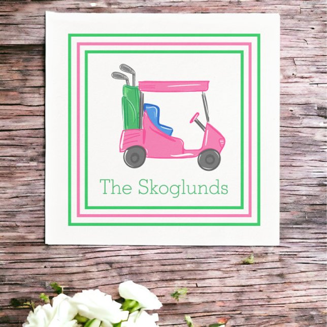Preppy Personalisiert Pink Golf Cart Serviette (Von Creator hochgeladen)