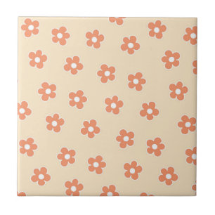 Preppy-Pfirsich-weiße Hippie-Blumenmuster Fliese