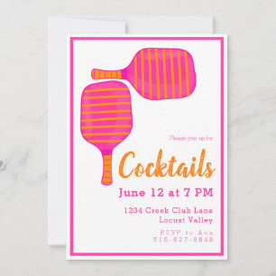 Preppy Pickleball Cocktail Party Rosa Orange Einladung