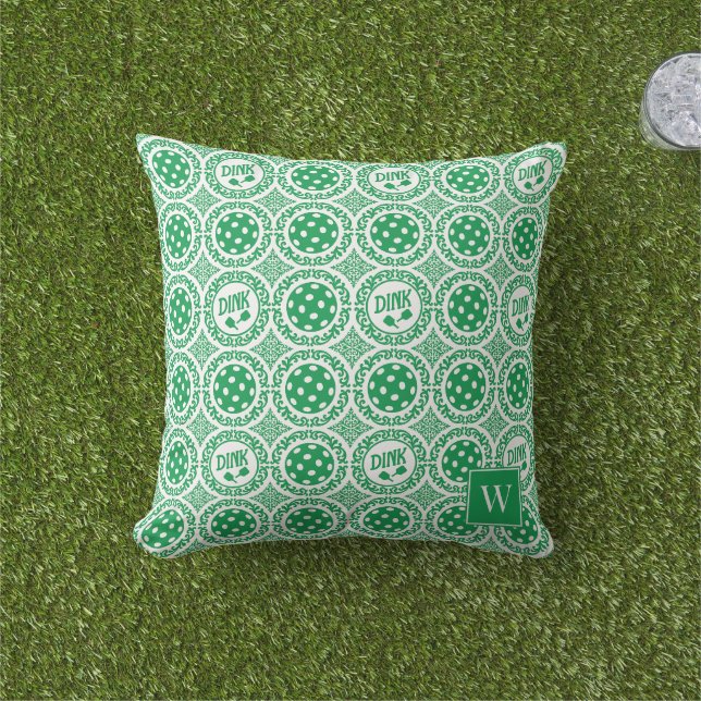 Preppy Pickleball Damask – Green Dink Motif   Kissen (Golfball-Marker)