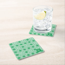 Preppy Pickleball Damask – Green Dink Motif   Rechteckiger Pappuntersetzer